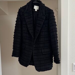 H&M Black Textured Bouclé Blazer